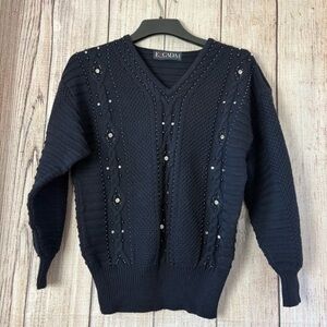 Vintage Escada By Margaretha Ley Womens V-neck Wool Sweaters size 34